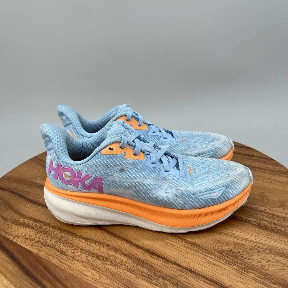 Hoka One One Clifton 9 Shoes Womens Size 6 B Blue Running Comfort Walking